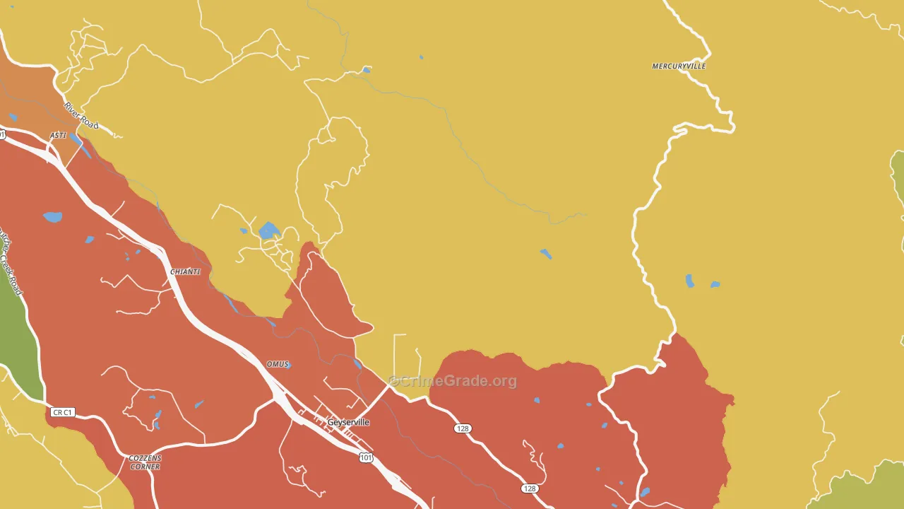 Las Lomas, CA Map of Burglary Rates