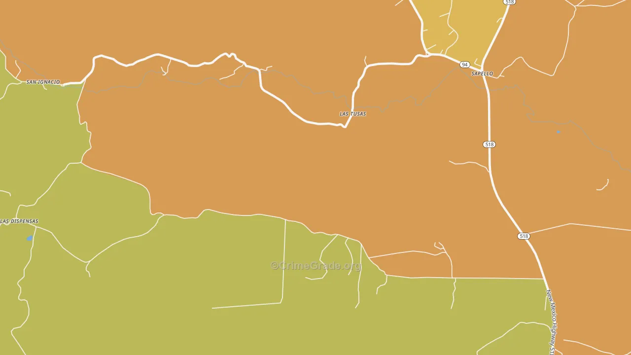 Las Tusas, NM Map of Burglary Rates