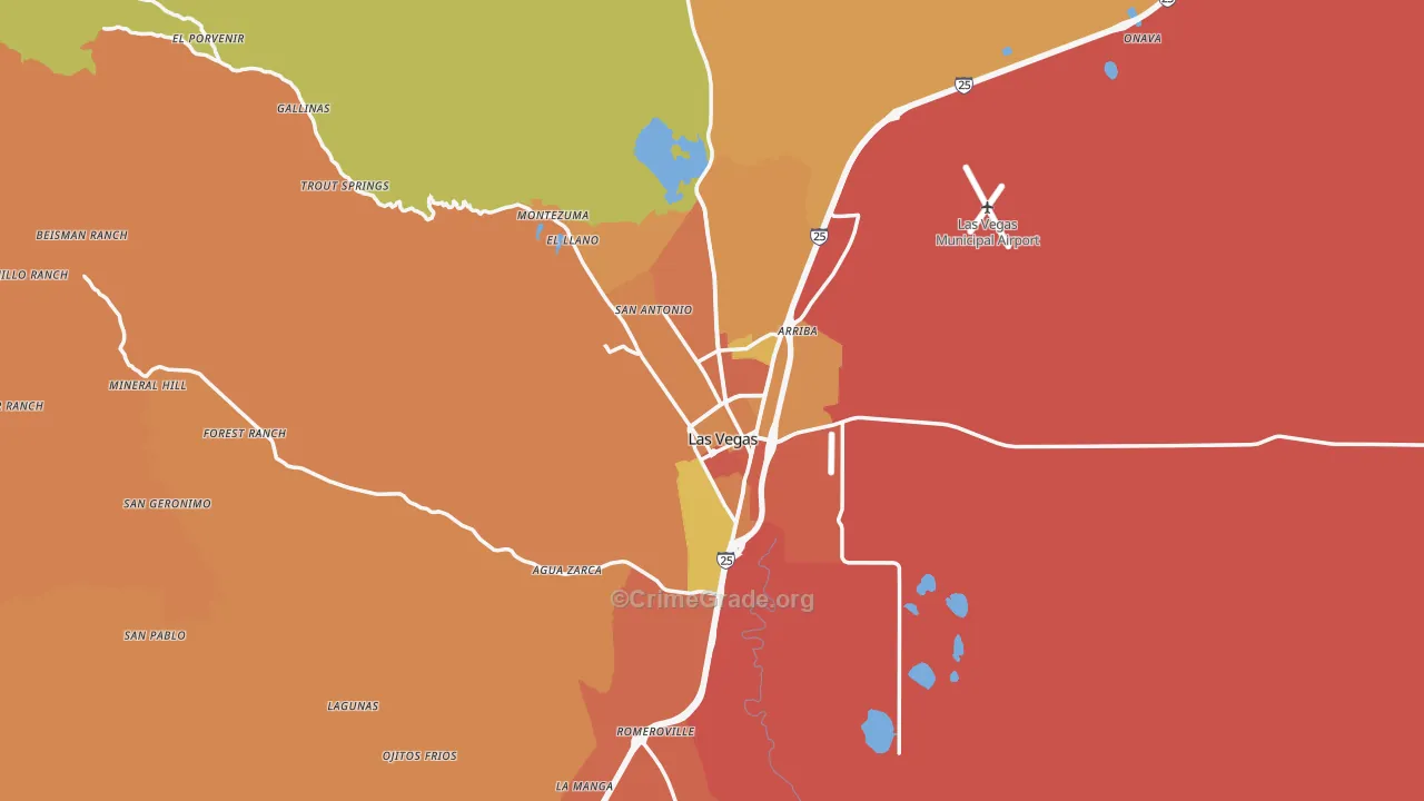 Las Vegas, NM Map of Burglary Rates