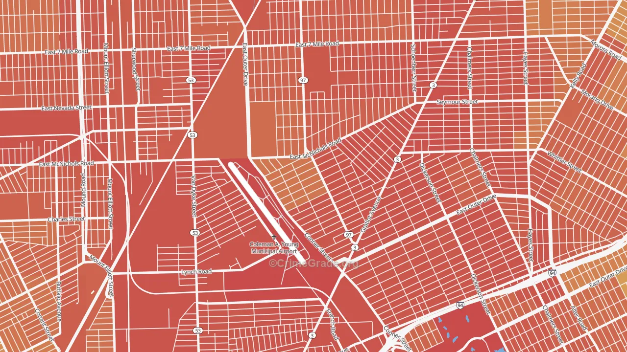 Lasalle College Park, Detroit, MI Map of Burglary Rates