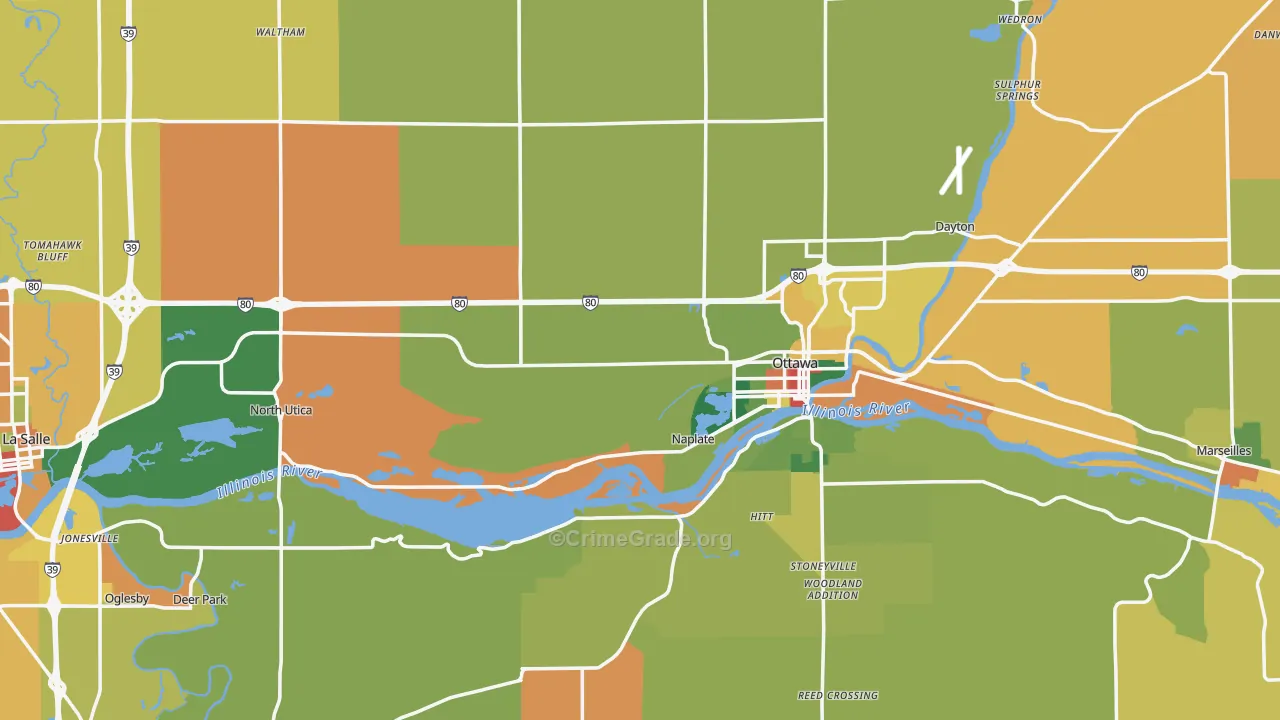 LaSalle County, IL Map of Burglary Rates