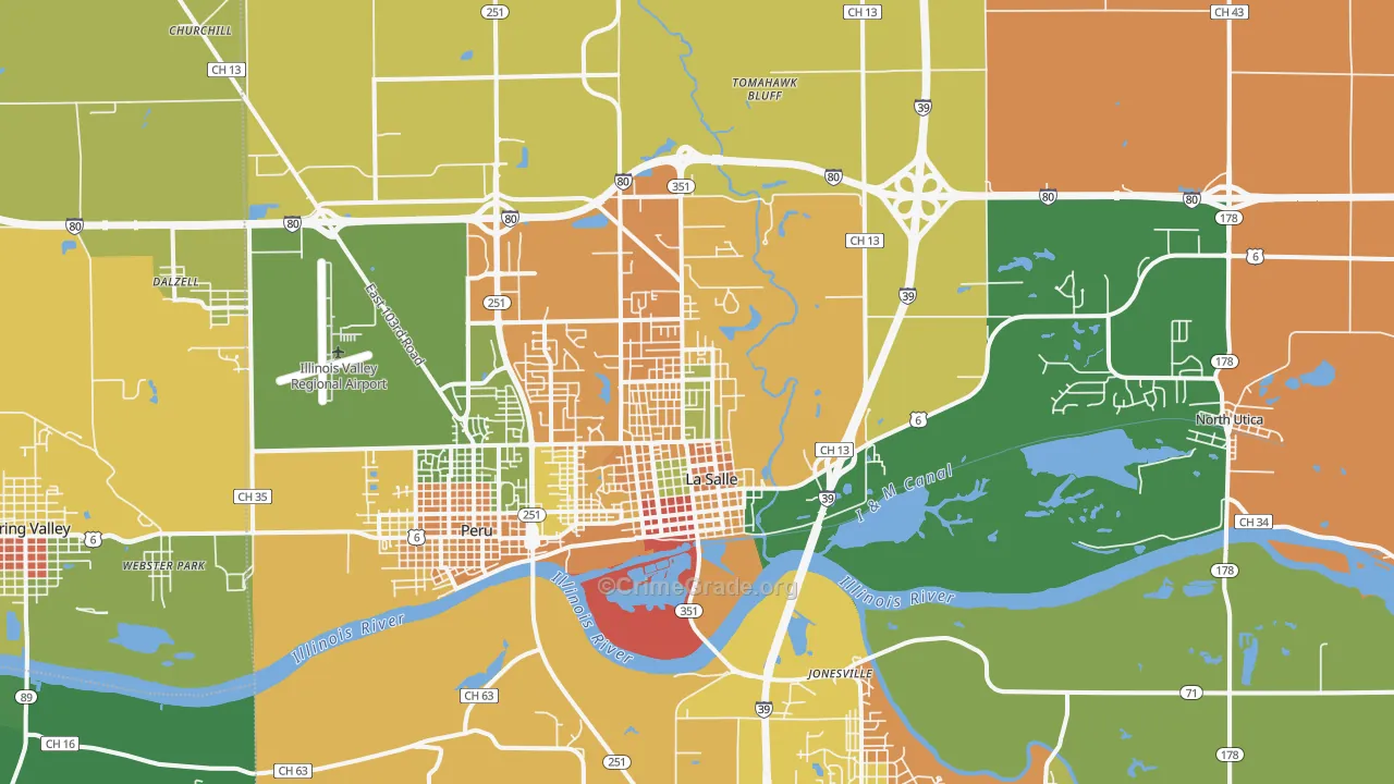 Lasalle, IL Map of Burglary Rates