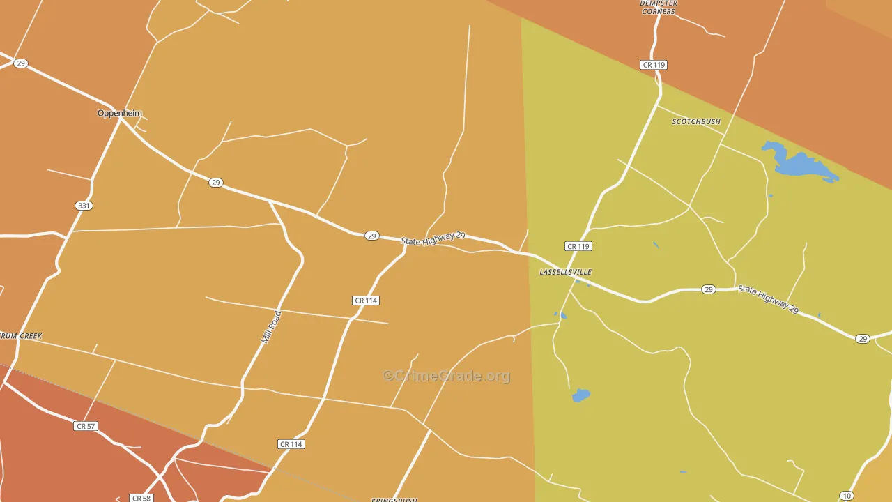 Lassellsville, NY Map of Burglary Rates