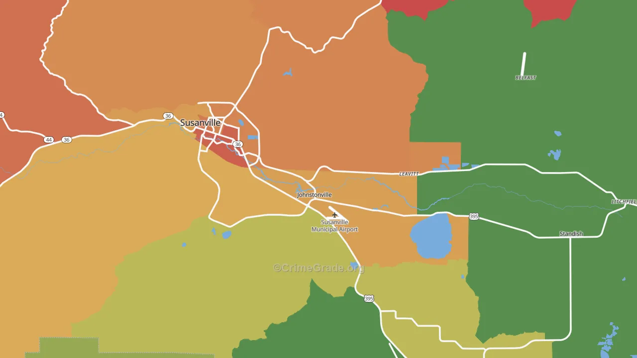 Lassen County, CA Map of Burglary Rates