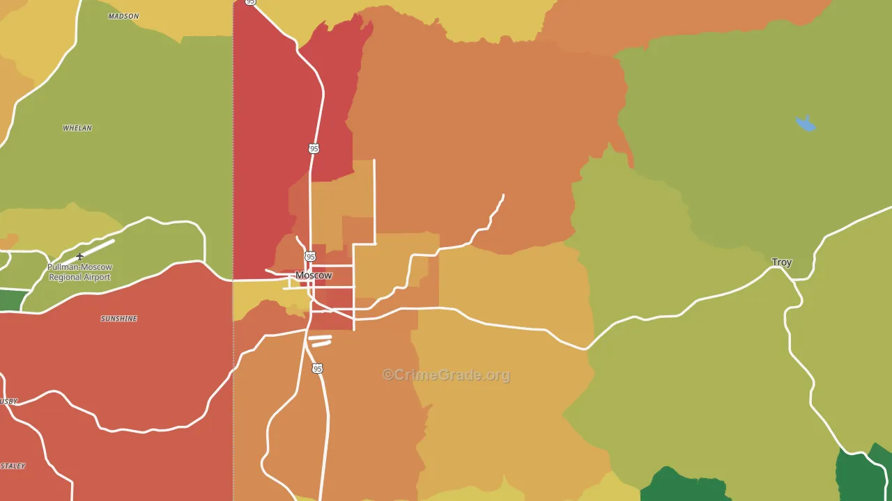 Latah County, ID Map of Burglary Rates