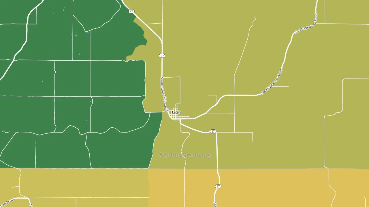 Latah, WA Map of Burglary Rates