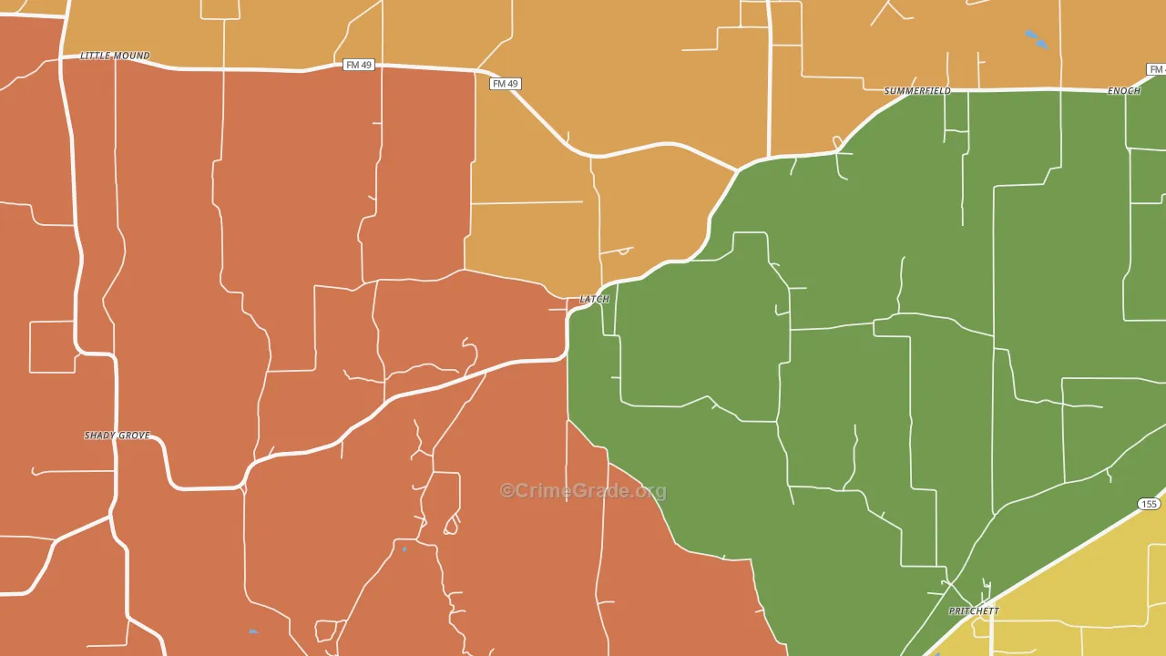 Latch, TX Map of Burglary Rates