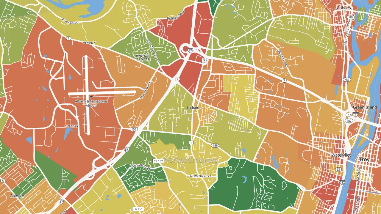 Latham, NY Map of Burglary Rates