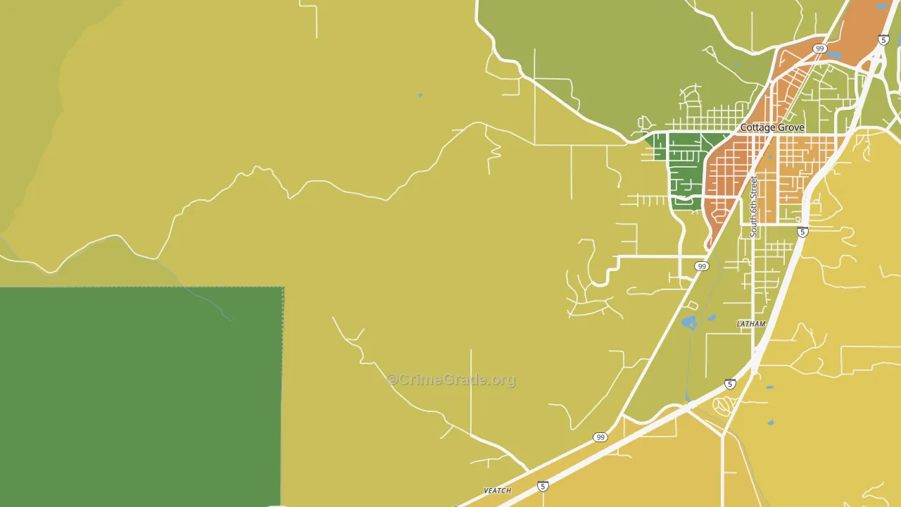 Latham, OR Map of Burglary Rates