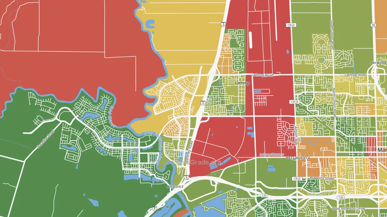 Lathrop, CA Map of Burglary Rates
