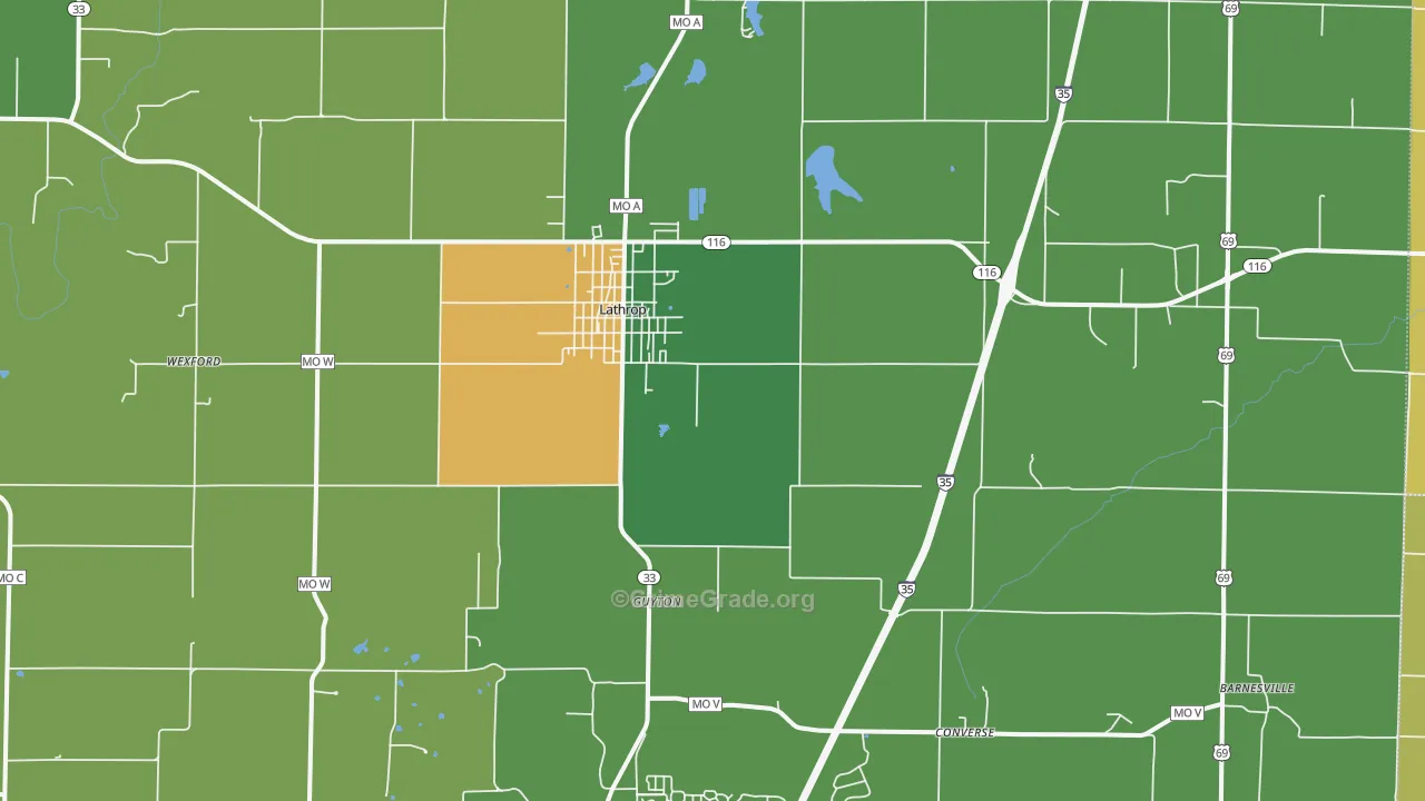 Lathrop, MO Map of Burglary Rates