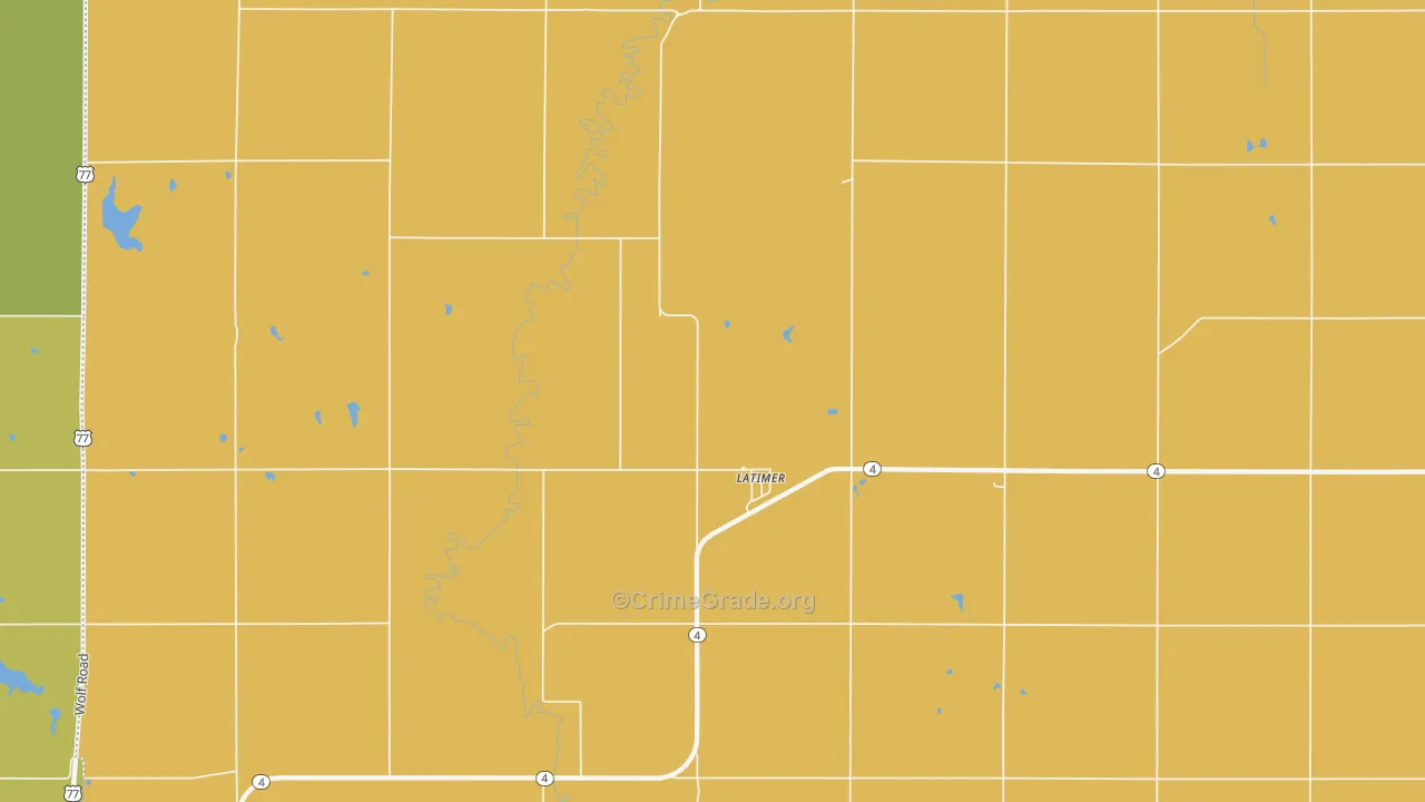 Latimer, KS Map of Burglary Rates