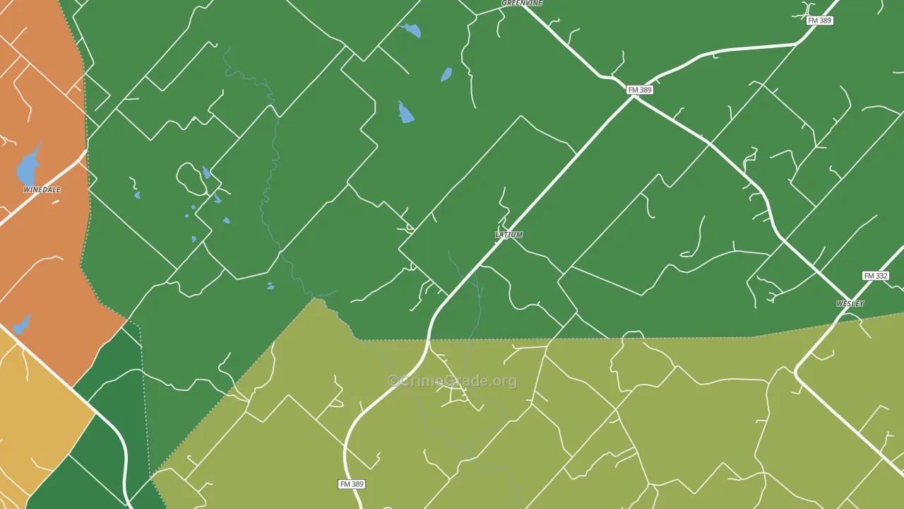 Latium, TX Map of Burglary Rates