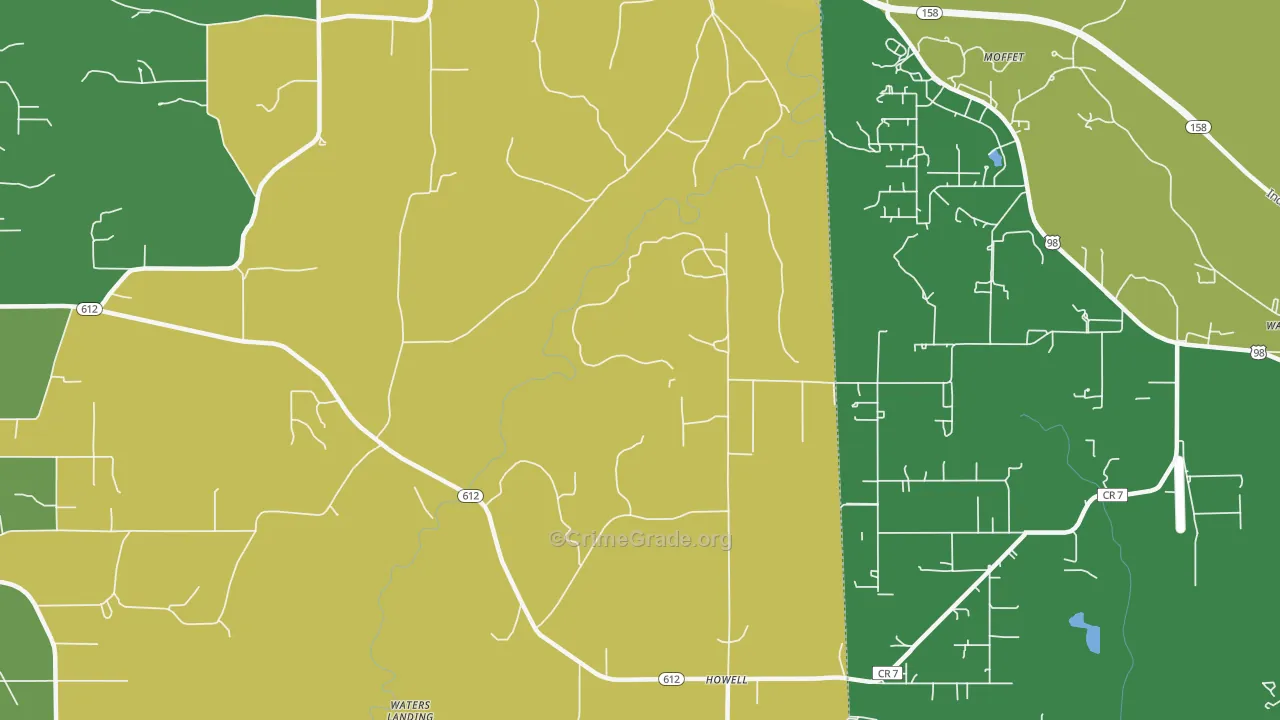 Latonia, MS Map of Burglary Rates