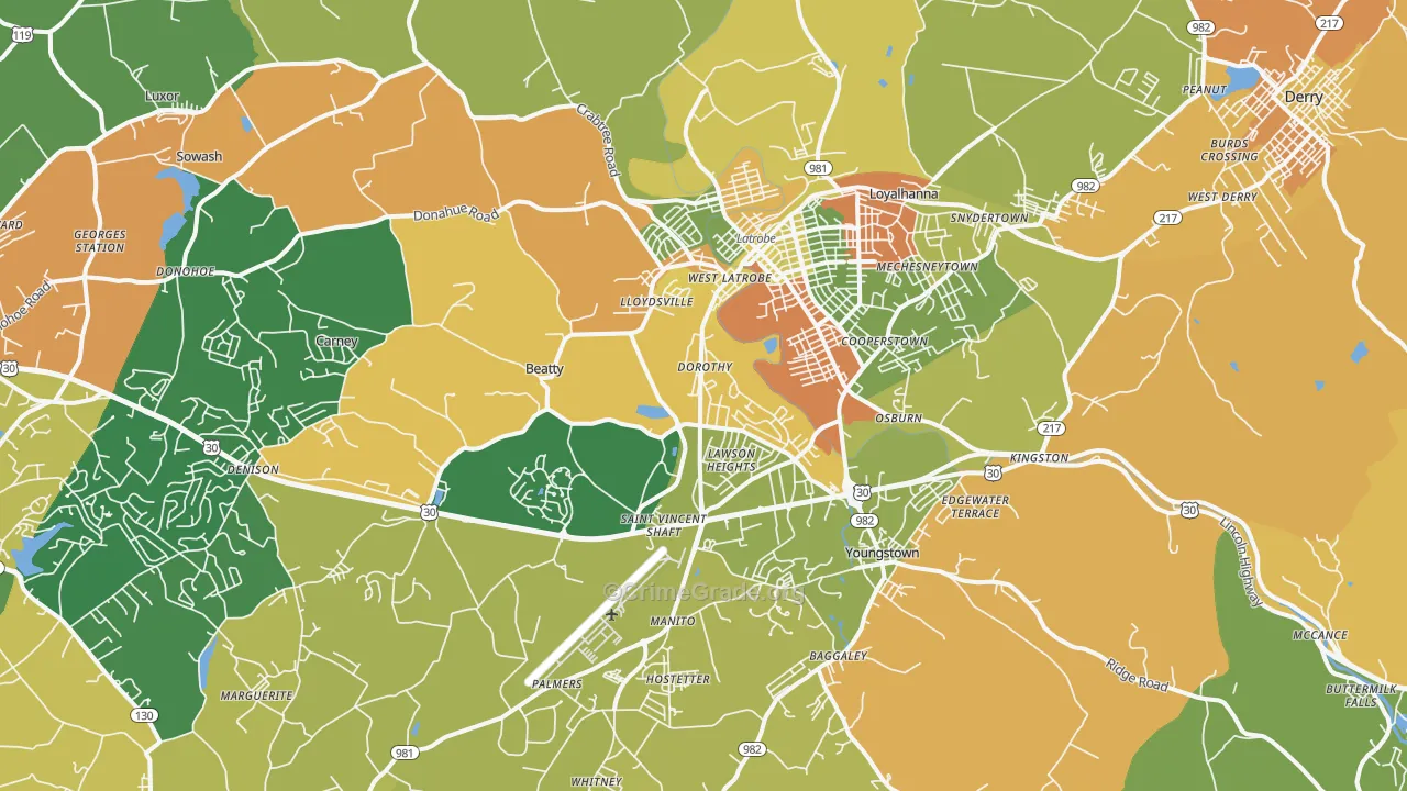 Latrobe, PA Map of Burglary Rates
