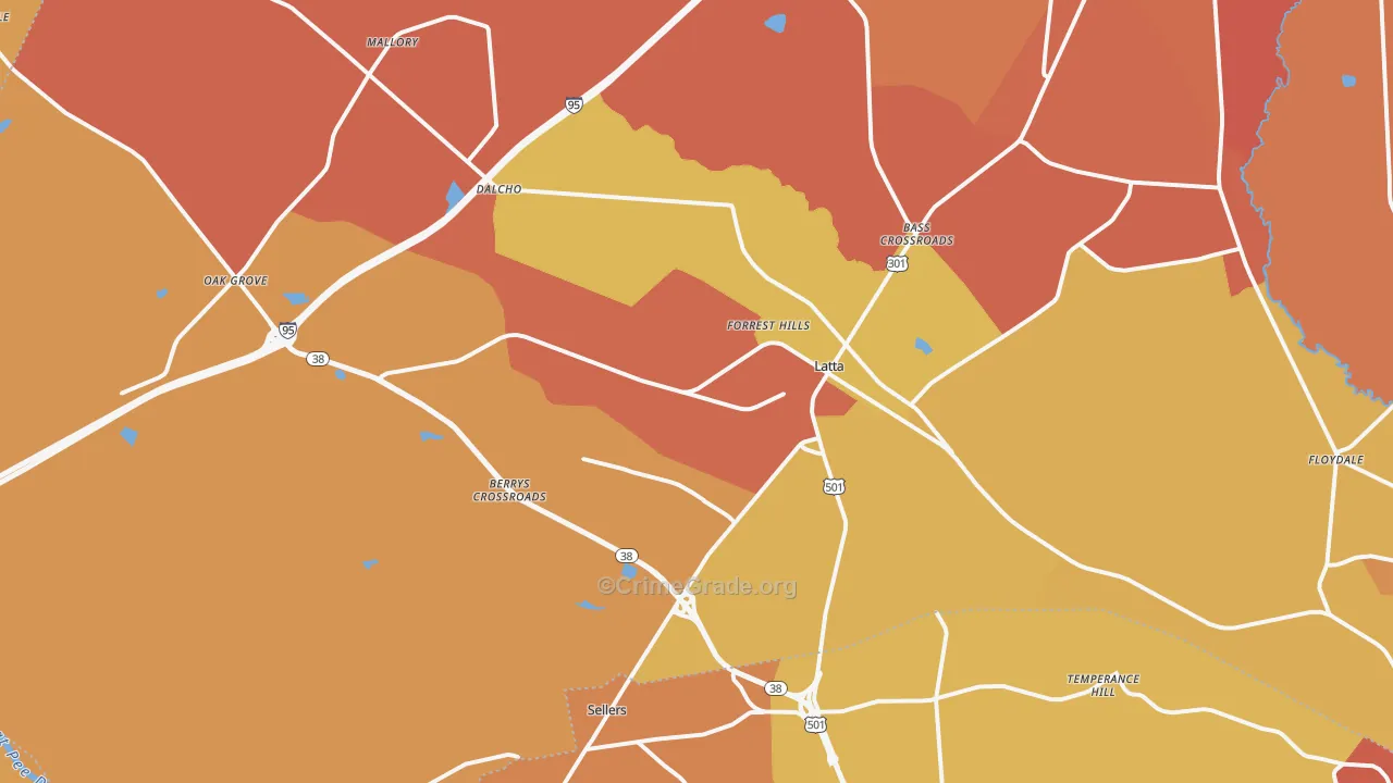Latta, SC Map of Burglary Rates