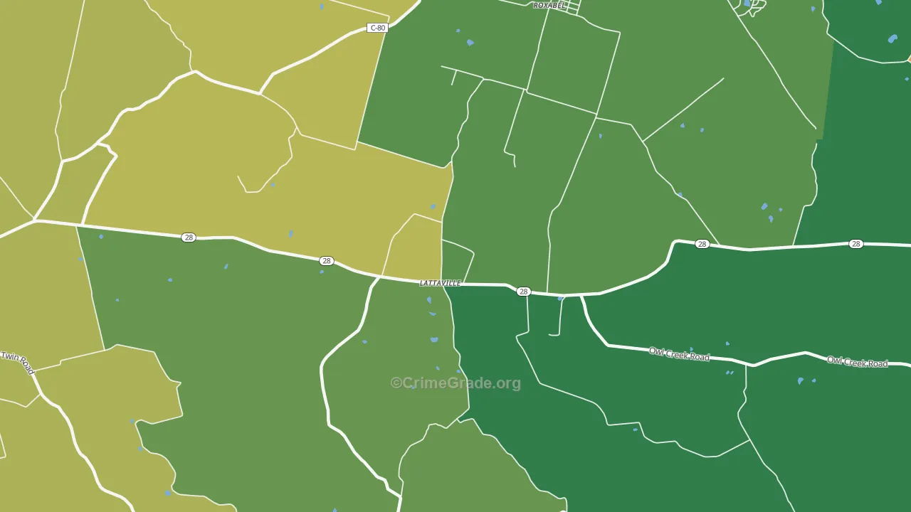 Lattasville, OH Map of Burglary Rates