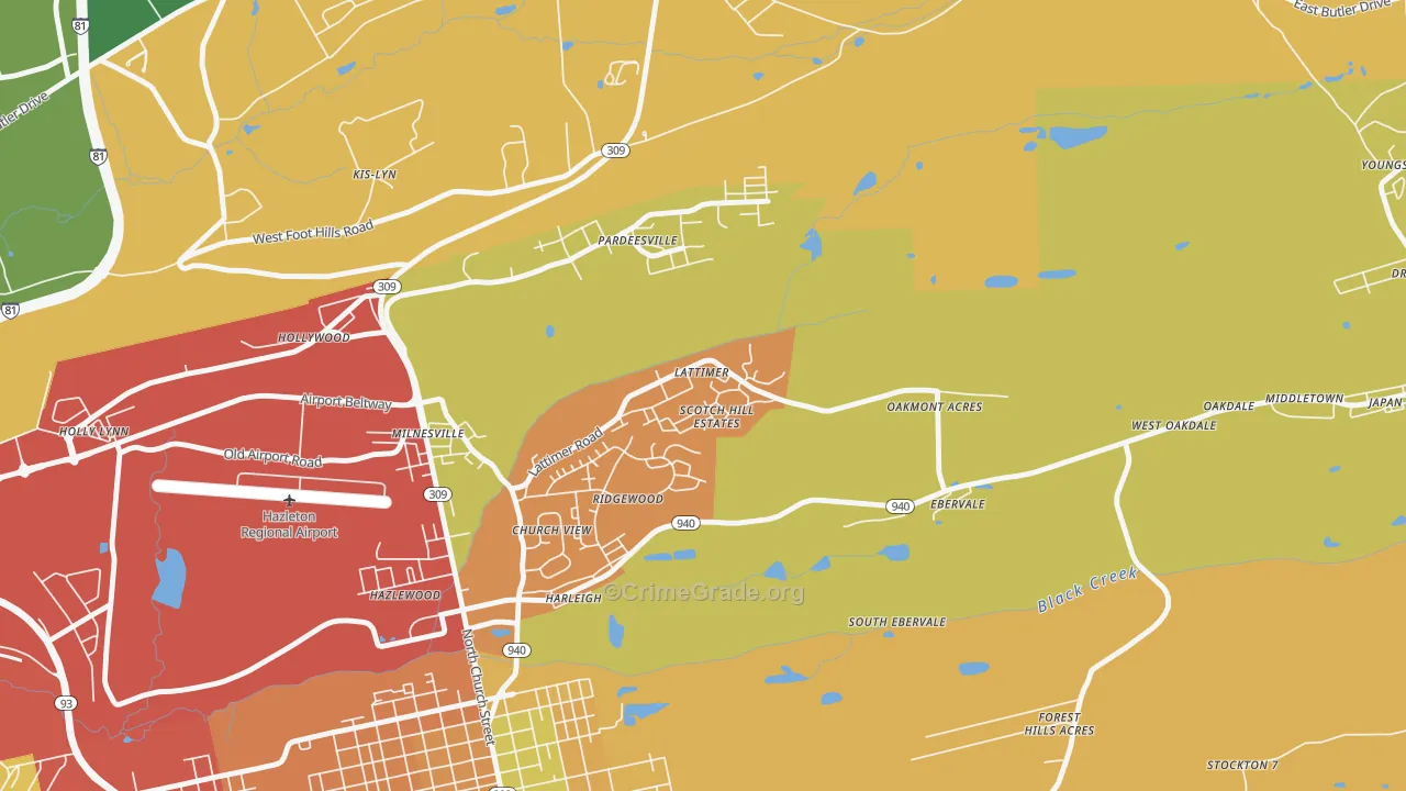 Lattimer, PA Map of Burglary Rates