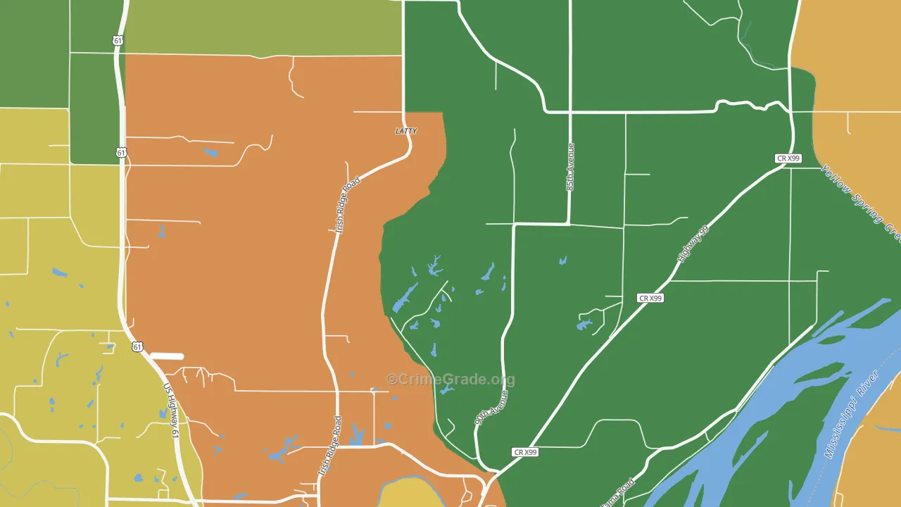 Latty, IA Map of Burglary Rates