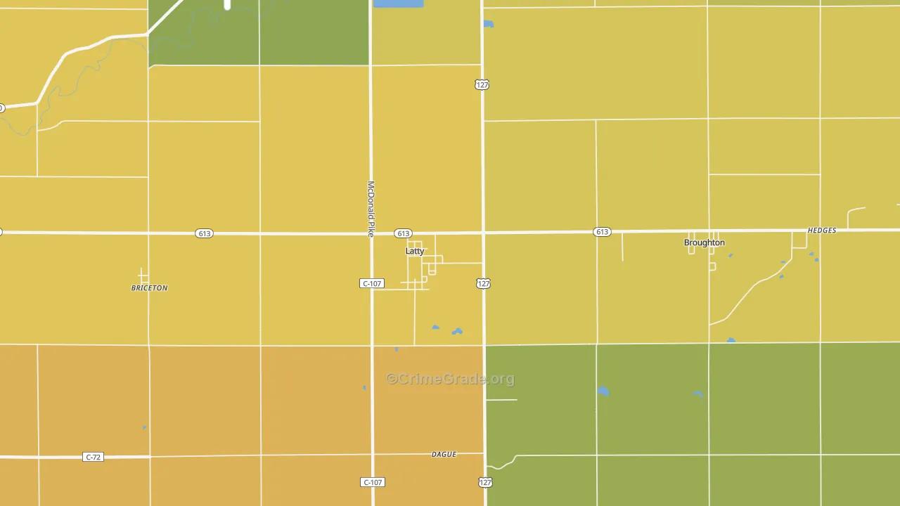 Latty, OH Map of Burglary Rates