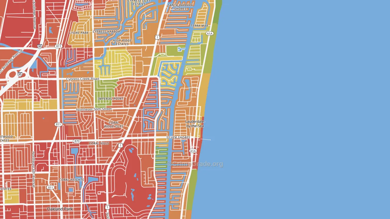 Lauderdale-by-the-Sea, FL Map of Burglary Rates