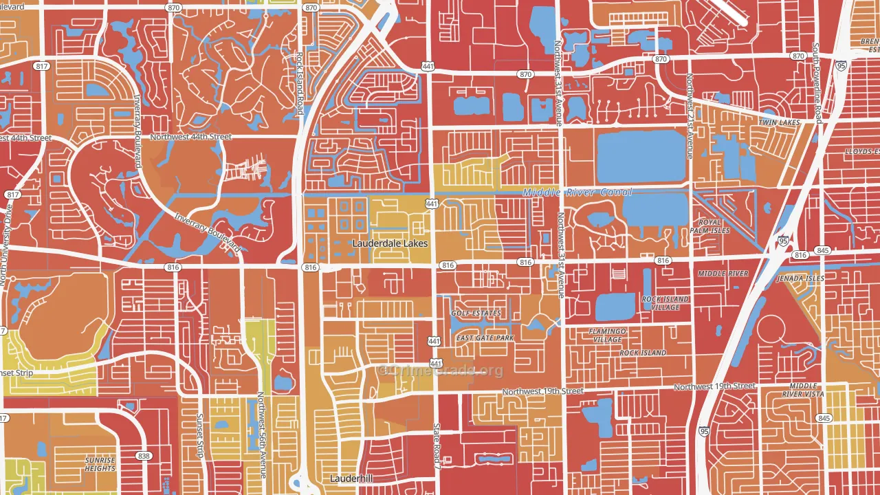 Lauderdale Lakes, FL Map of Burglary Rates