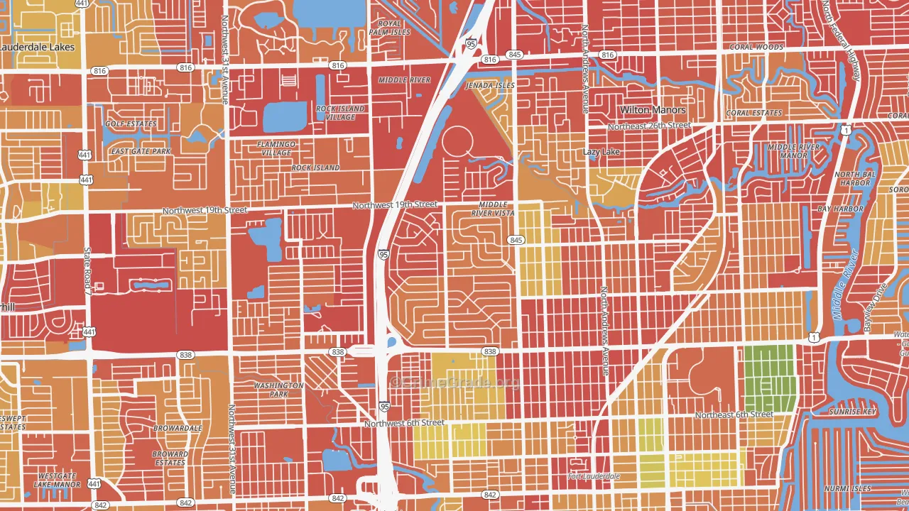 Lauderdale Manors, Fort Lauderdale, FL Map of Burglary Rates