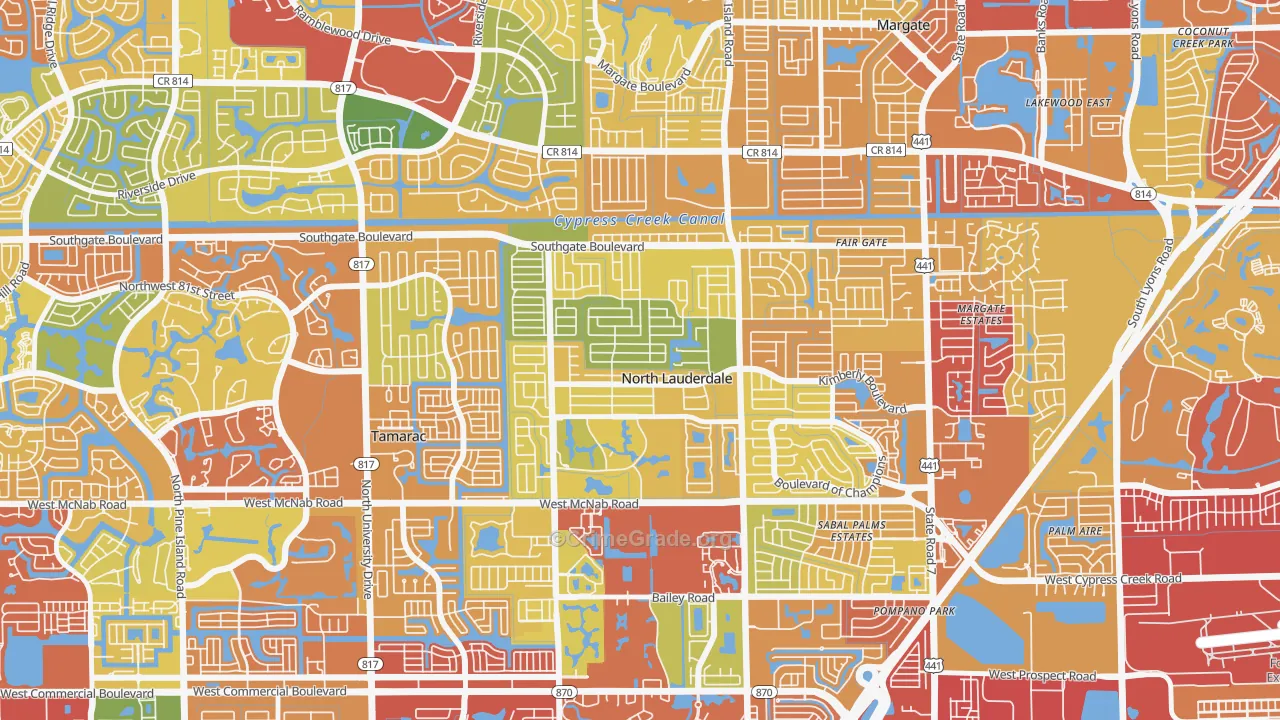 Lauderdale North Park, North Lauderdale, FL Map of Burglary Rates