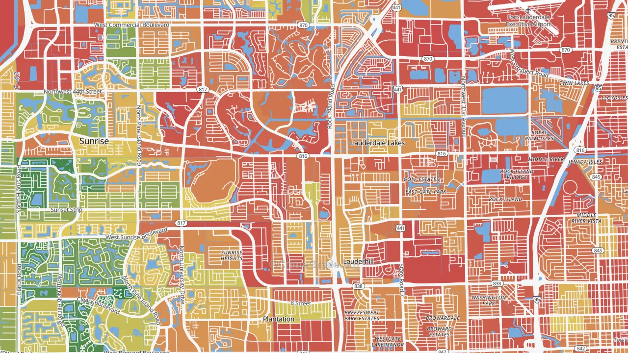 Lauderhill, FL Map of Burglary Rates