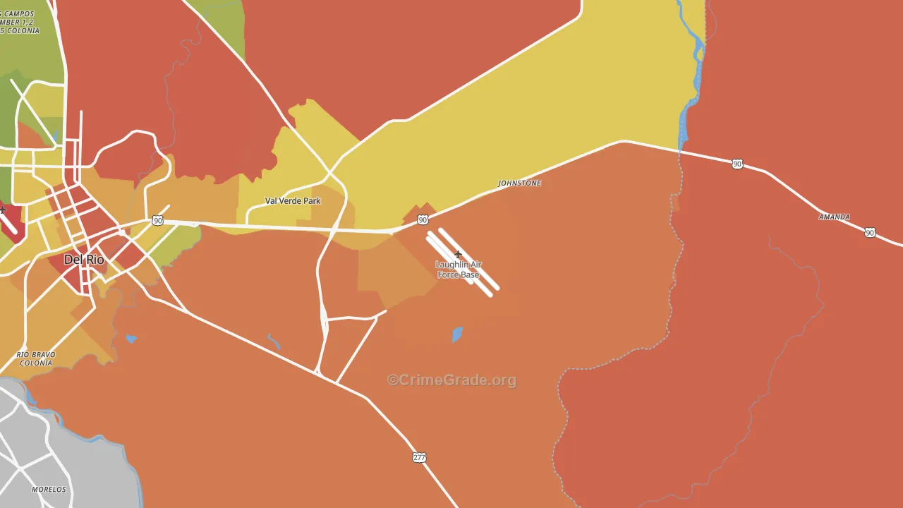 Laughlin A F B, TX Map of Burglary Rates