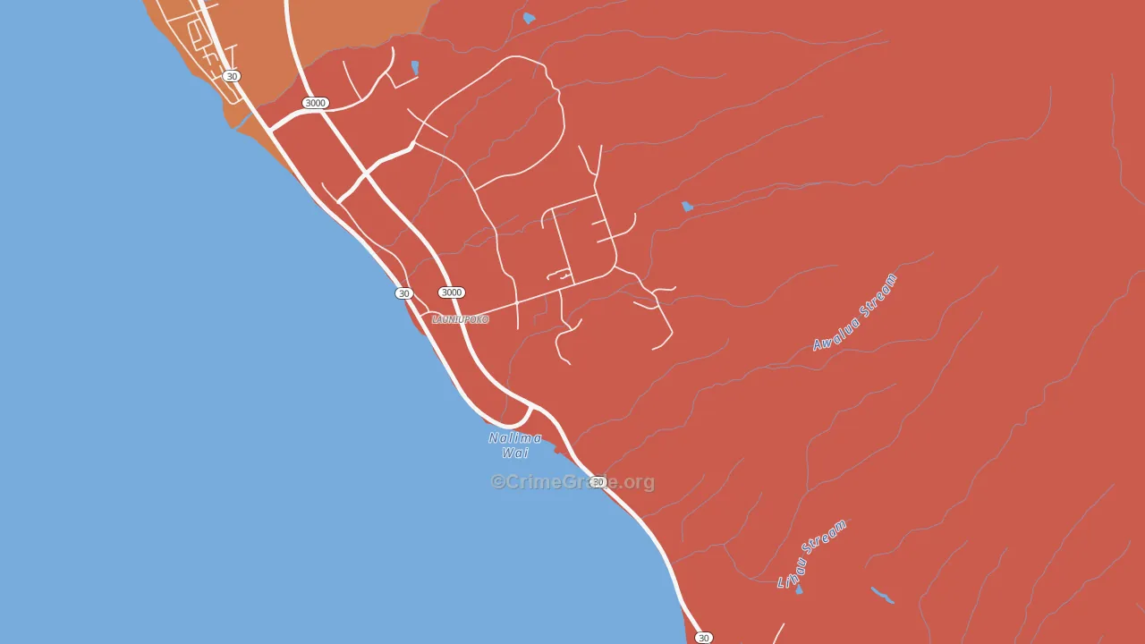 Launiupoko, HI Map of Burglary Rates
