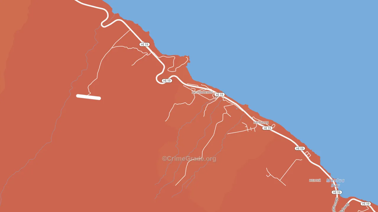 Laupahoehoe, HI Map of Burglary Rates