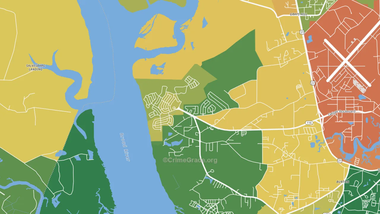 Laurel Bay, SC Map of Burglary Rates