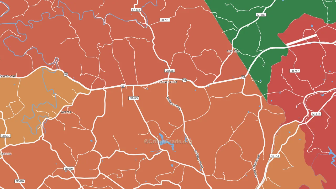 Laurel Fork, VA Map of Burglary Rates