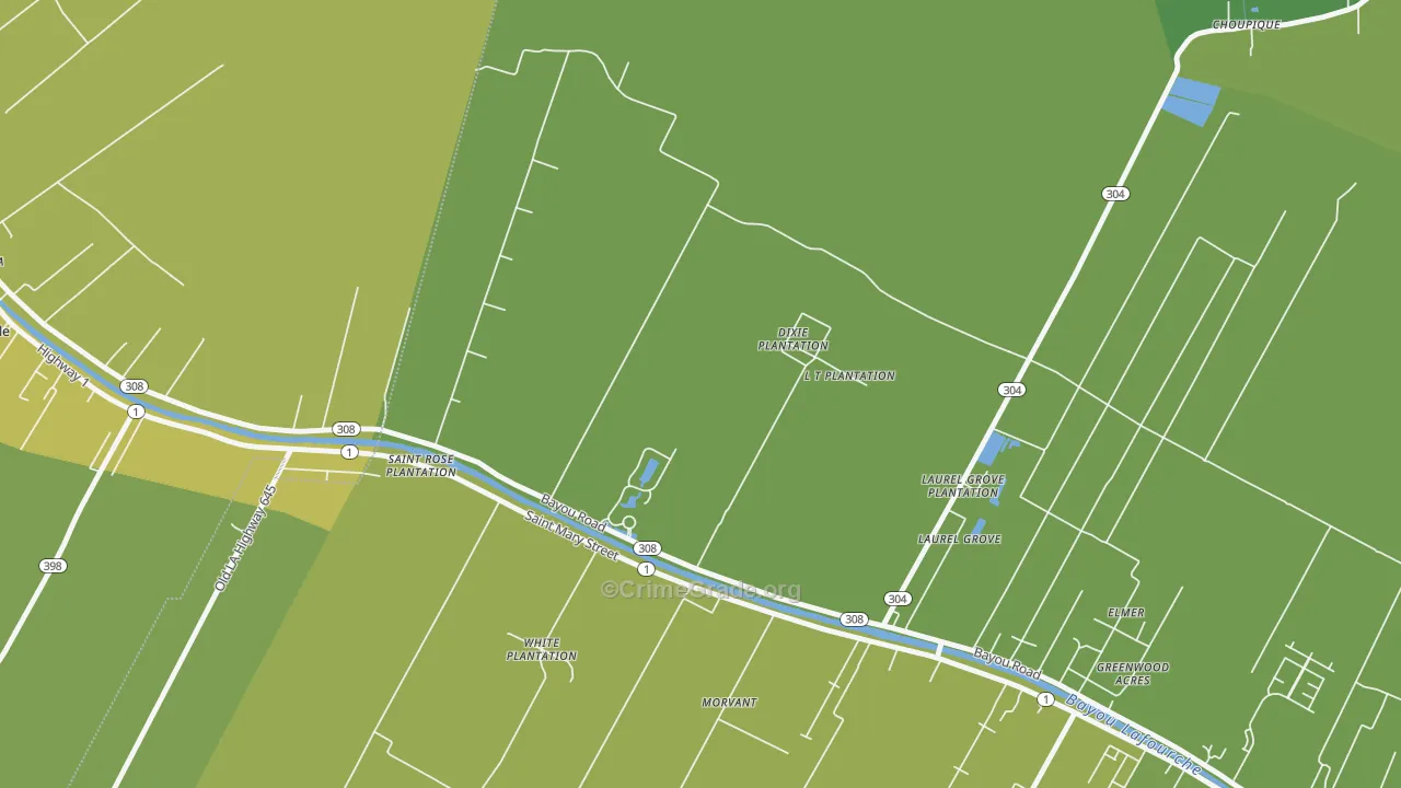 Laurel Grove, LA Map of Burglary Rates
