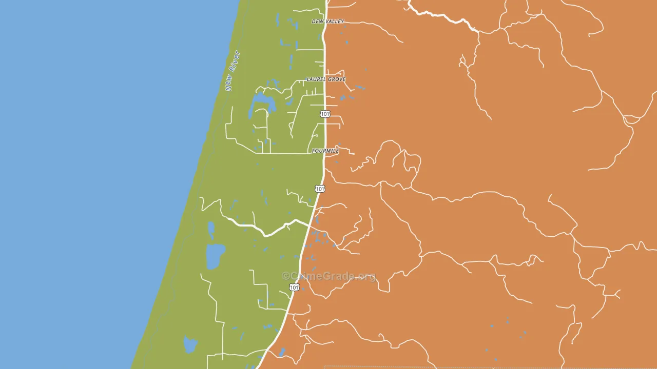 Laurel Grove, OR Map of Burglary Rates