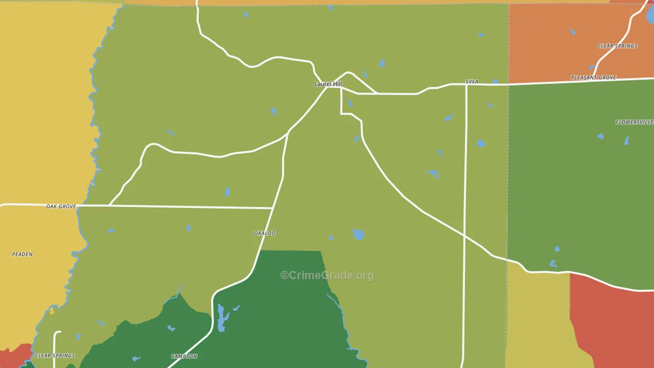 Laurel Hill, FL Map of Burglary Rates