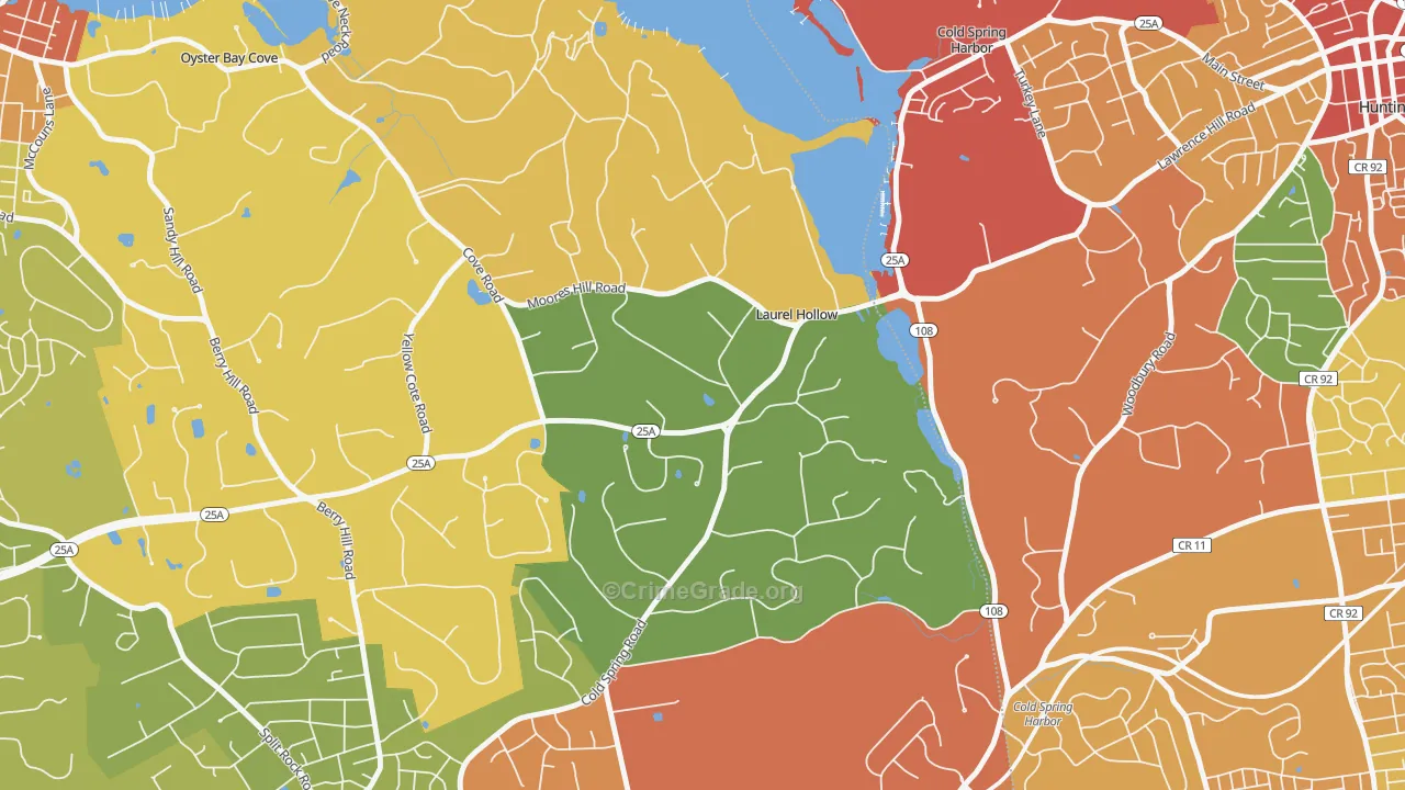 Laurel Hollow, NY Map of Burglary Rates