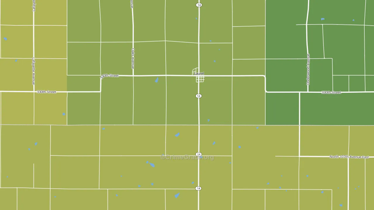 Laurel, IA Map of Burglary Rates