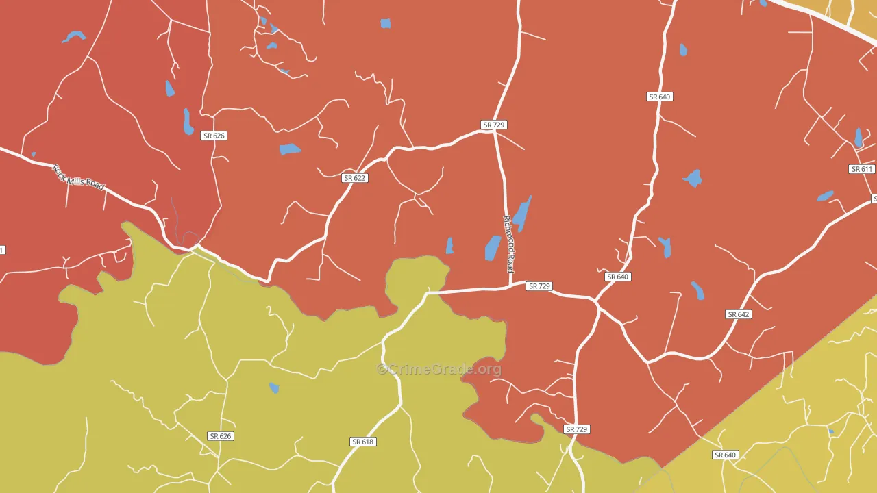 Laurel Mills, VA Map of Burglary Rates