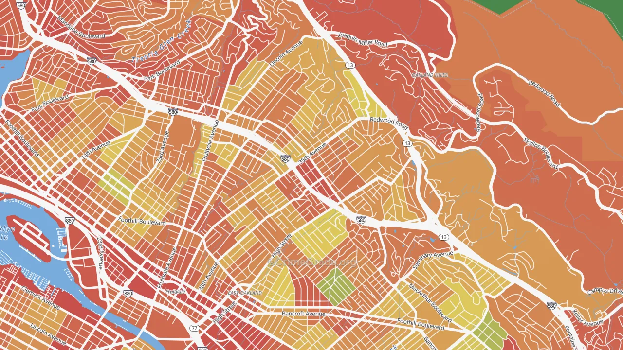 Laurel, Oakland, CA Map of Burglary Rates