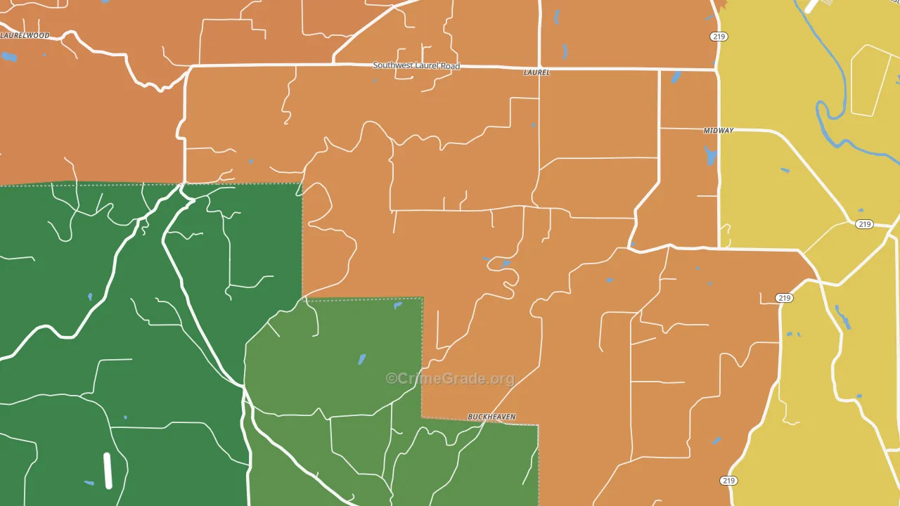 Laurel, OR Map of Burglary Rates