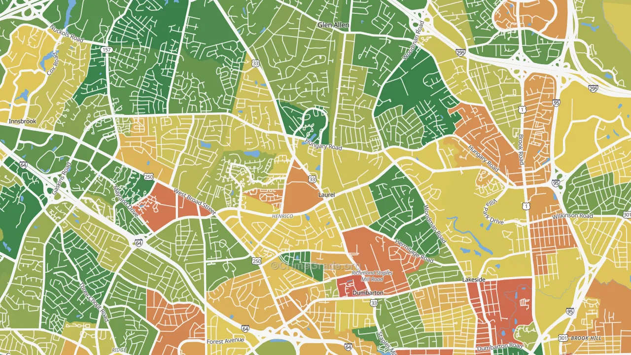 Laurel, VA Map of Burglary Rates