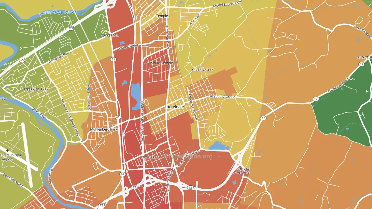 Laureldale, PA Map of Burglary Rates