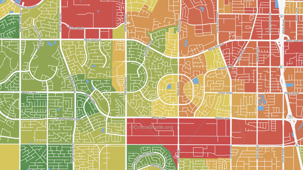 Laurelglen, Bakersfield, CA Map of Burglary Rates