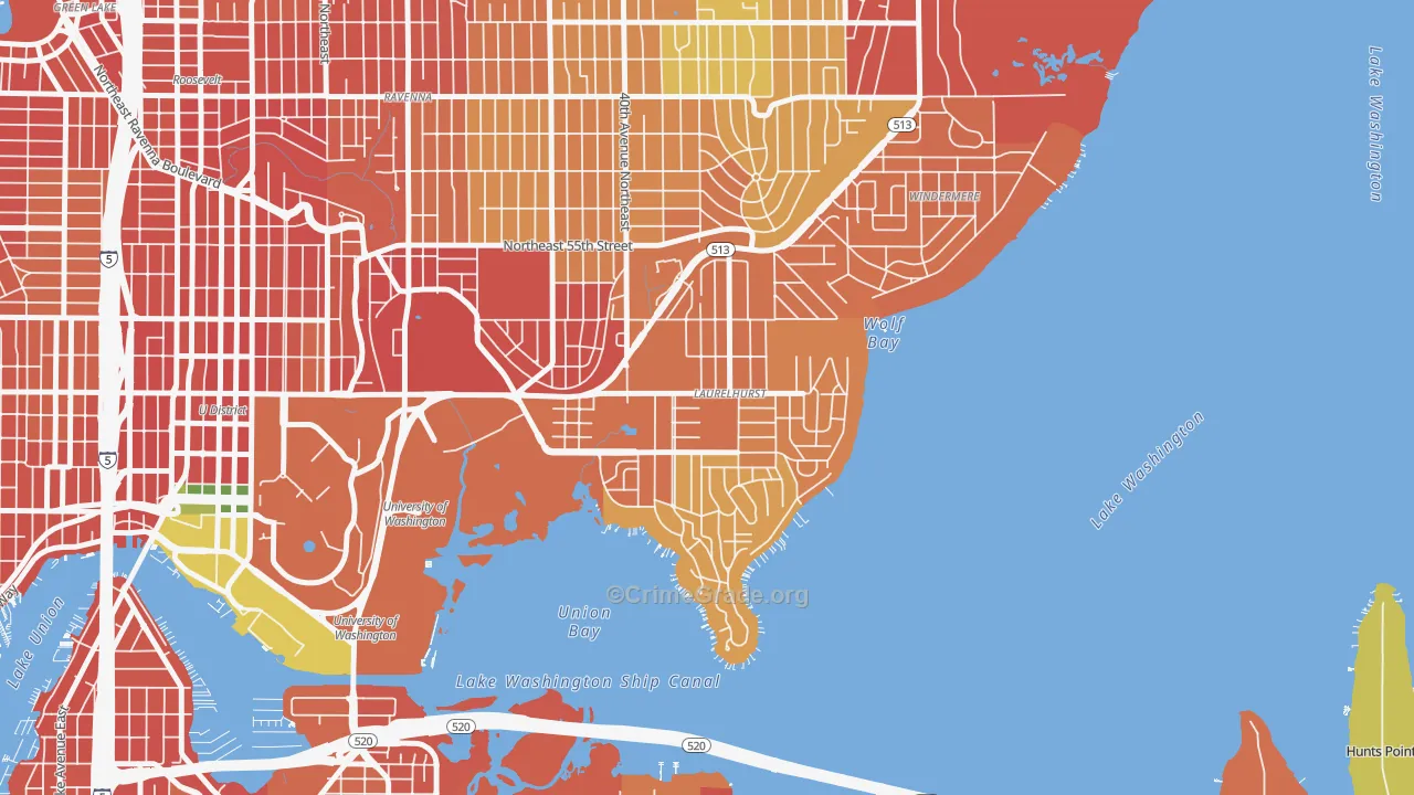 Laurelhurst, Seattle, WA Map of Burglary Rates