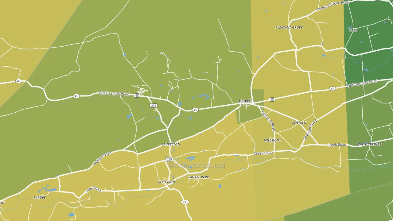 Laurelton, PA Map of Burglary Rates