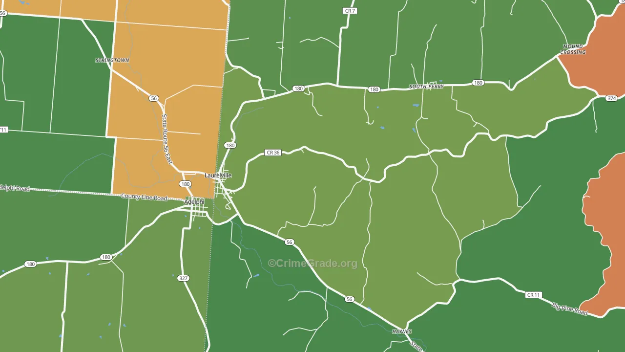 Laurelville, OH Map of Burglary Rates