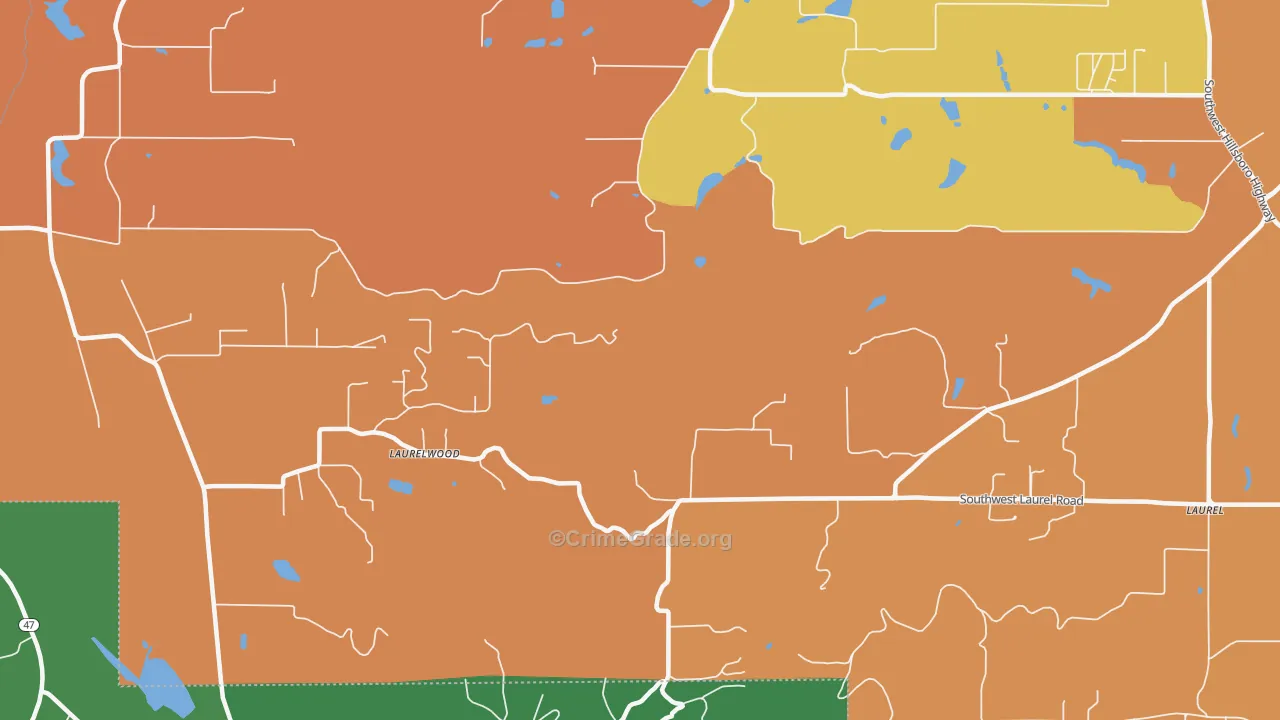 Laurelwood, OR Map of Burglary Rates