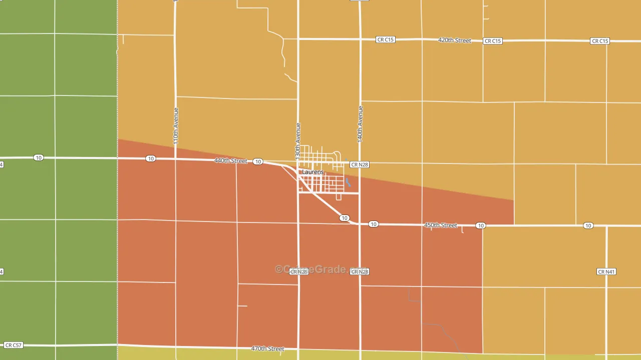 Laurens, IA Map of Burglary Rates